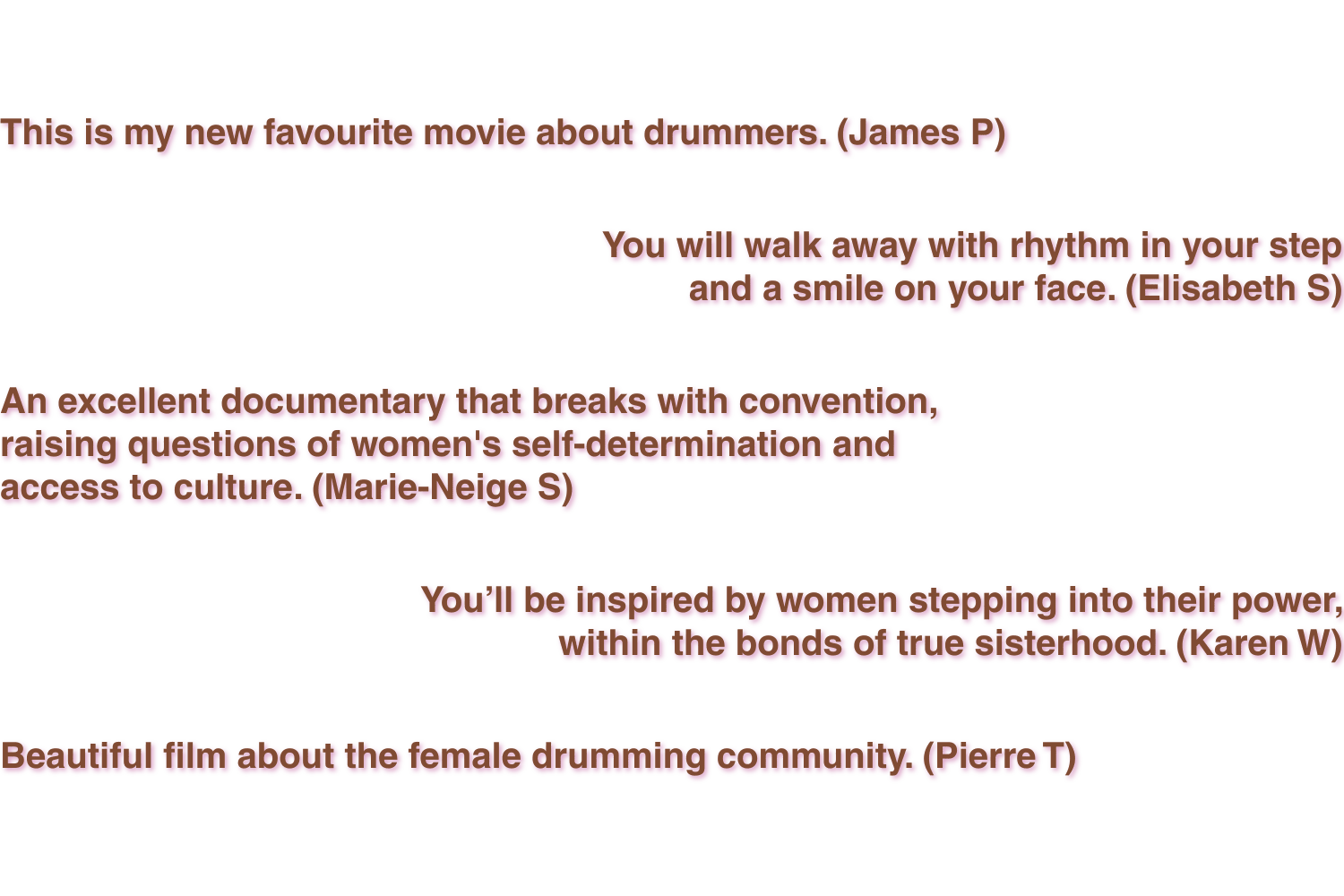 various testimonials